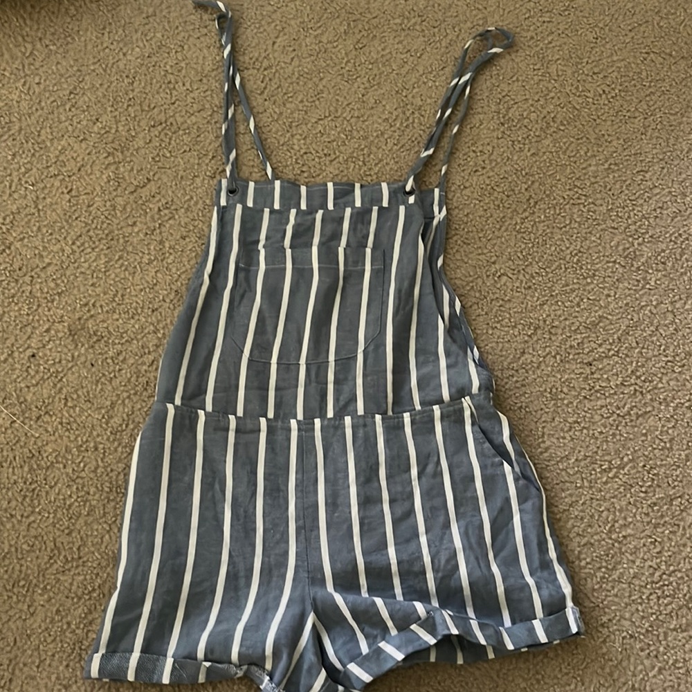 blue striped overalls
